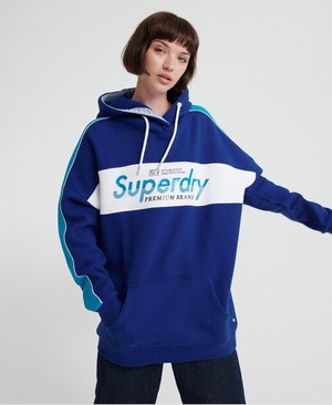 Superdry Kayla Colour Block Női Kapucnis Pulóver Kék | IXDWA4596